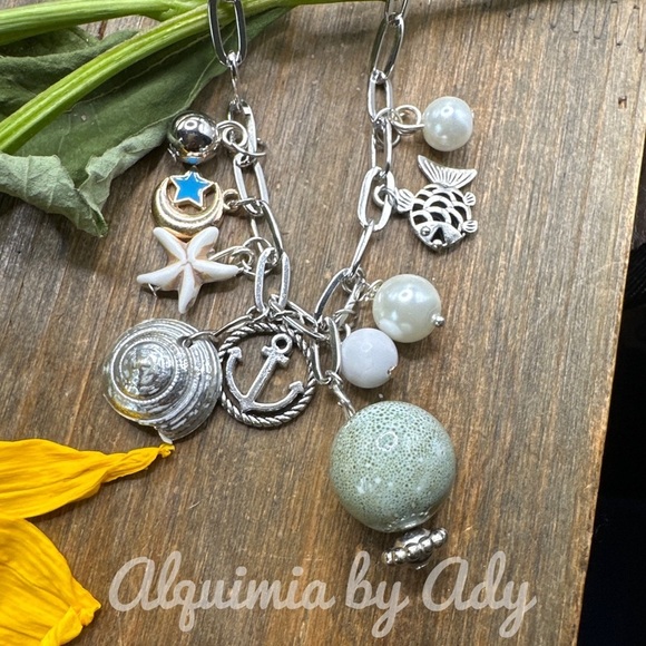 Alquimia by Ady Silver and Green Charm Necklace - Picture 3 of 3